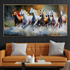 Seven Running Horses Whisper in the Wind Crystal Glass Painting for Wall Art
